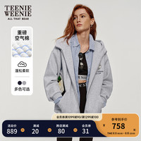 Teenie Weenie小熊2024年早秋空气层连帽卫衣开衫宽松休闲外套 中灰色 160/S