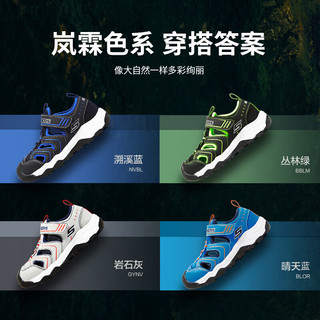 Skechers斯凯奇童鞋男童包头凉鞋中大童沙滩鞋夏季魔术贴休闲鞋407030L BLOR蓝色/橘色