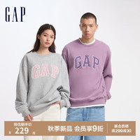 Gap男女装2024初秋字母logo印花圆领卫衣宽松经典上衣609222 紫色 175/96A(L) 亚洲尺码