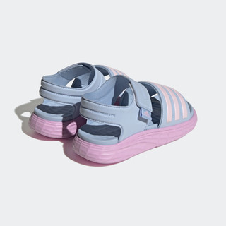 adidas DURAMO SANDAL减震回弹魔术贴凉鞋女小童阿迪达斯轻运动 蓝色/粉色 35.5(215mm)