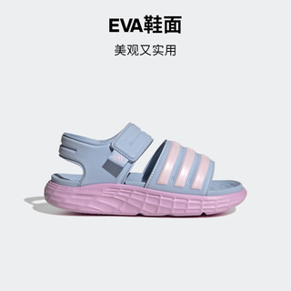 adidas DURAMO SANDAL减震回弹魔术贴凉鞋女小童阿迪达斯轻运动 蓝色/粉色 35.5(215mm)