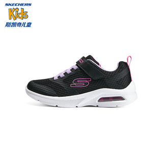 Skechers斯凯奇儿童时尚春秋女童休闲鞋气垫缓震中大童运动鞋303543L 黑色/薰衣草色/BKLV 34码