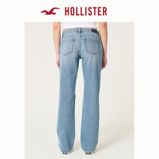 HOLLISTER24秋低腰水洗破洞款宽松直筒牛仔裤 女 KI355-4355 破洞款，中间色 165/68A 4标准版