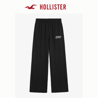 HOLLISTER24秋季宽松直筒运动松紧腰长裤卫裤 女 KI347-4077 黑色 S （155/68A）短版