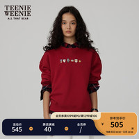 Teenie Weenie小熊秋季趣味圆领套头卫衣红色时髦短款上衣女士 红色 160/S