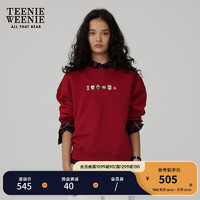 Teenie Weenie小熊秋季趣味圆领套头卫衣红色时髦短款上衣女士 红色 160/S