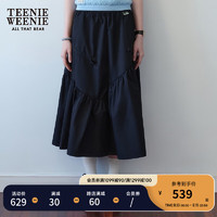 Teenie Weenie小熊女装2024年户外风伞裙中长裙白色裙子女 黑色 155/XS