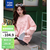 唐狮 TONLION2024早秋圆领卫衣女蝴蝶结长袖卫衣TB 雾霾粉 M
