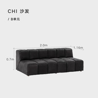 NORHOR北欧表情/法国B.N.头层牛皮/复古风CHI全真皮组合转角沙发黑 2.0m B单元 D付款后50天发