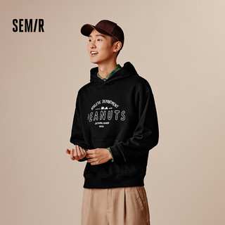 森马（Semir）史努比系列卫衣男2024秋季装印花连帽上衣 黑色90001 180/96A/XL