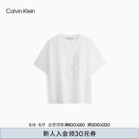 Calvin Klein Jeans24秋季女士时尚ck立体花型刺绣纯棉宽松短袖T恤J223620 YAF-月光白 XS