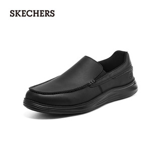 斯凯奇（Skechers）男鞋夏季休闲皮鞋柔软透气正装鞋子简约百搭西装商务鞋8790007 全黑色/BBK 42