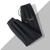 真维斯高腰复合牛奶丝螺纹束脚裤女春秋季2024年时尚运动风收脚裤GX 黑-半熊K 2XL