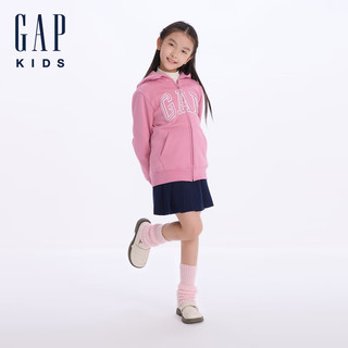 GAP【大小童同款】男女童2024初秋logo开衫卫衣外套646082 粉色 100cm(2-3岁) 亚洲尺码