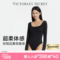 维多利亚的秘密 维密 全新云感超柔紧身打底衣塑身连体衣光滑舒适软糯塑身衣 54A2黑色-方领 11256423 XL