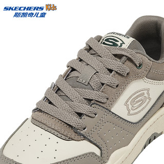 Skechers斯凯奇儿童春秋低帮休闲复古板鞋男童厚底轻便防滑运动鞋406157L 男童/灰褐色/TPE 31码