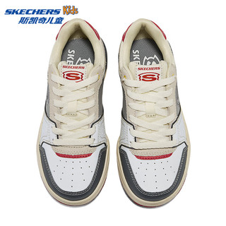 Skechers斯凯奇儿童春秋低帮休闲复古板鞋男童厚底轻便防滑运动鞋406157L 男童/白色/红色/WRD 31码