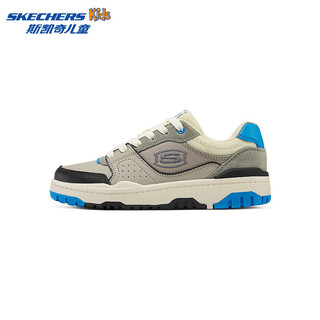 Skechers斯凯奇儿童春秋低帮休闲复古板鞋男童厚底轻便防滑运动鞋406157L 男童/灰色/蓝色/GYBL 37码