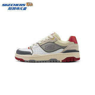 Skechers斯凯奇儿童春秋低帮休闲复古板鞋男童厚底轻便防滑运动鞋406157L 男童/白色/红色/WRD 40码