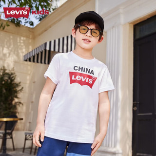 Levi's 李维斯 童装年夏季新款男童冰感短袖t恤圆领打底衫儿童上衣 明亮白 110/56(5)