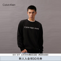 Calvin Klein Jeans24秋季男士休闲通勤ck字母印花加绒圆领卫衣J326967 BEH-太空黑 M