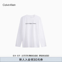 Calvin Klein Jeans24秋季男士休闲简约ck字母印花打底衫长袖T恤J326798 YAF-月光白 M