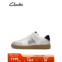 Clarks其乐Craftlite系列女款撞色拼接休闲运动缓震滑板鞋 银色 261811044 35.5