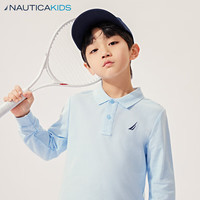 NAUTICA诺帝卡童装【儿童基本款】 男童女童POLO衫春秋季长袖T恤 浅蓝 150cm