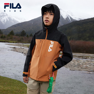 FILA【斐护科技】斐乐儿童户外防风上衣2024秋冬男中大童外套 黏土橙-OR 165cm