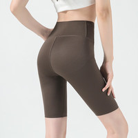 猫人鲨鱼皮打底短裤女外穿春夏薄款收腹提臀五分裤弹力显瘦运动瑜伽裤 可可色【提臀款】 XXL