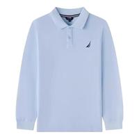 NAUTICA诺帝卡童装【儿童基本款】 男童女童POLO衫春秋季长袖T恤 浅蓝-抑菌面料升级 165cm
