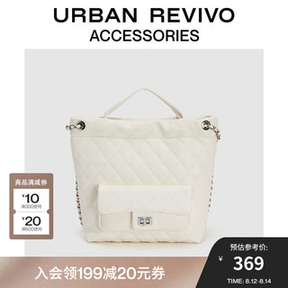 URBAN REVIVO2024秋季女小香菱格绗缝链条背包UAWB40384 米白