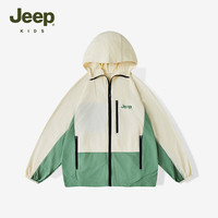 Jeep吉普男女中大童2024年夏季运动生活系列凉感舒适防晒衣外套 米白 130