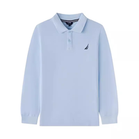 NAUTICA诺帝卡童装【儿童基本款】 男童女童POLO衫春秋季长袖T恤 浅蓝-24 170cm