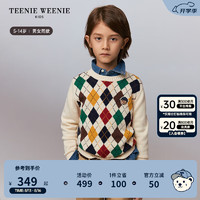 Teenie Weenie Kids小熊童装24秋季男女童菱形格纹套头毛衣 藏青色 160cm