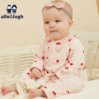 allo&lugh3A抗菌allolugh阿路和如宝宝新生婴儿衣服连体哈爬服包屁 浅粉色 59cm