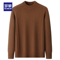 罗蒙（ROMON）含绵羊毛圆领羊毛衫男秋冬中青年休闲简约百搭保暖打底衫 金栗色 190