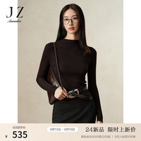 玖姿·安娜蔻【可机洗羊毛】高品质修身打底针织衫女2024冬季 深咖啡 XL