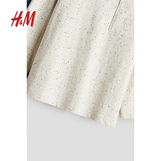 H&M2024秋季童装大童男童2件装长袖T恤1247303 亮蓝色/奶油色 90/52