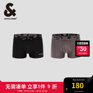 杰克·琼斯（JACK&JONES）男装衣服秋季新款腰头印花设计平角时尚舒适基础内裤平角裤男款 深鸥灰E04 2条 1