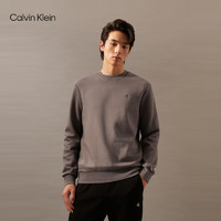 Calvin Klein Jeans24秋季男士简约ck刺绣字母净色加绒圆领卫衣40QM430 PBX-深灰褐 M