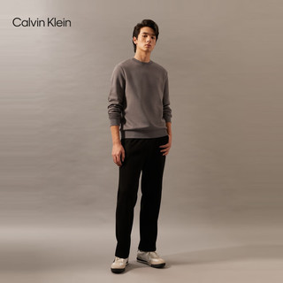 Calvin Klein Jeans24秋季男士简约ck刺绣字母净色加绒圆领卫衣40QM430 PBX-深灰褐 M