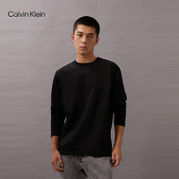 Calvin Klein Jeans24秋季男士通勤简约ck字母净色打底衫长袖T恤J326650 BEH-太空黑 M