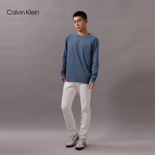 Calvin Klein Jeans24秋季男士通勤简约ck字母净色打底衫长袖T恤J326650 CDO-中国蓝 L