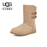 UGG 男女同款舒适时尚平底经典搭扣款短靴雪地靴 1166750 沙丘色 40