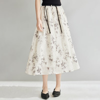 茵曼（INMAN）国风新中式印花A字裙女2024夏季文艺田园高级感时尚半身裙子 花色 M