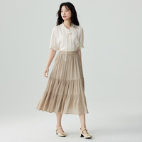 茵曼（INMAN）薄荷曼波田园文艺半身裙2024夏季气质显瘦遮胯时尚中长a字裙 卡其色 M