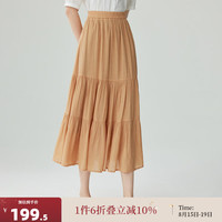 茵曼（INMAN）薄荷曼波田园文艺半身裙2024夏季气质显瘦遮胯时尚中长a字裙 粉橙色 S