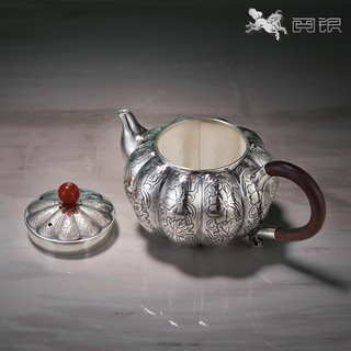 铜师傅阅银《福运绵长泡茶壶》999足银手工茶壶家用