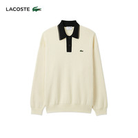 法国拉科斯特 LACOSTE男装24秋季时尚宽松纯棉Polo领翻领针织毛衣|AH3130 R1T/米白色/黑色 4 /175